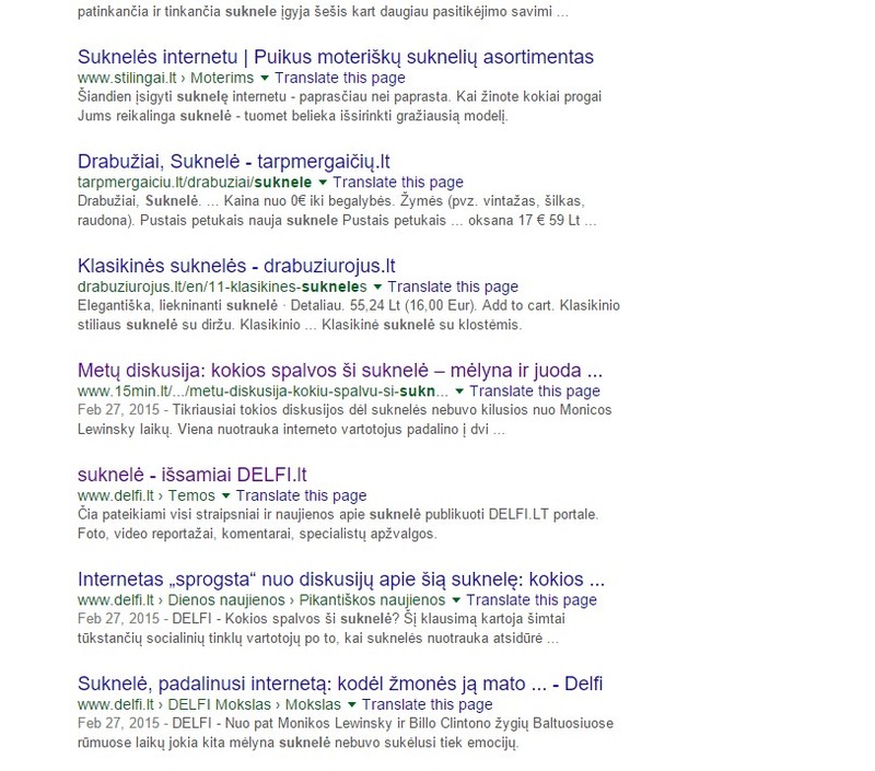 Suknele užklausos rezultatai google paieškoje