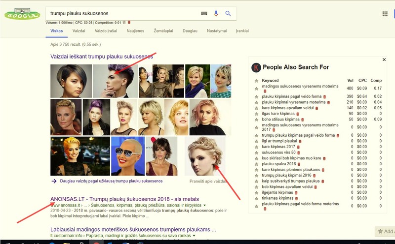 iškėlimas i google naturalią paiešką