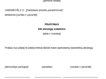 Atostogų suteikimo prašymas